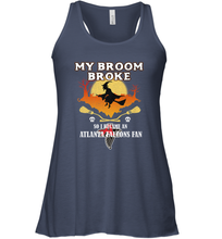 Load image into Gallery viewer, Broom Broke So I Became An Atlanta Falcons Fan  NFL Halloween Costume Women&#39;s Racerback Tank
