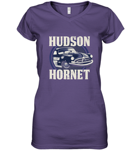 Disney Pixar Cars Hudson Hornet Badge Women's V-Neck T-Shirt