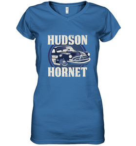 Disney Pixar Cars Hudson Hornet Badge Women's V-Neck T-Shirt