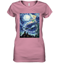 Load image into Gallery viewer, Disney Peter Pan Tinker Bell Starry Night Portrait Women&#39;s V-Neck T-Shirt
