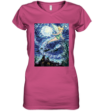 Load image into Gallery viewer, Disney Peter Pan Tinker Bell Starry Night Portrait Women&#39;s V-Neck T-Shirt
