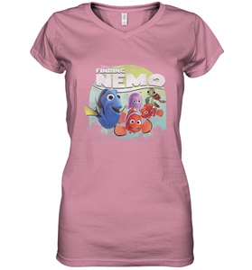 Disney Pixar Finding Nemo Group Shot Poster Women's V-Neck T-Shirt