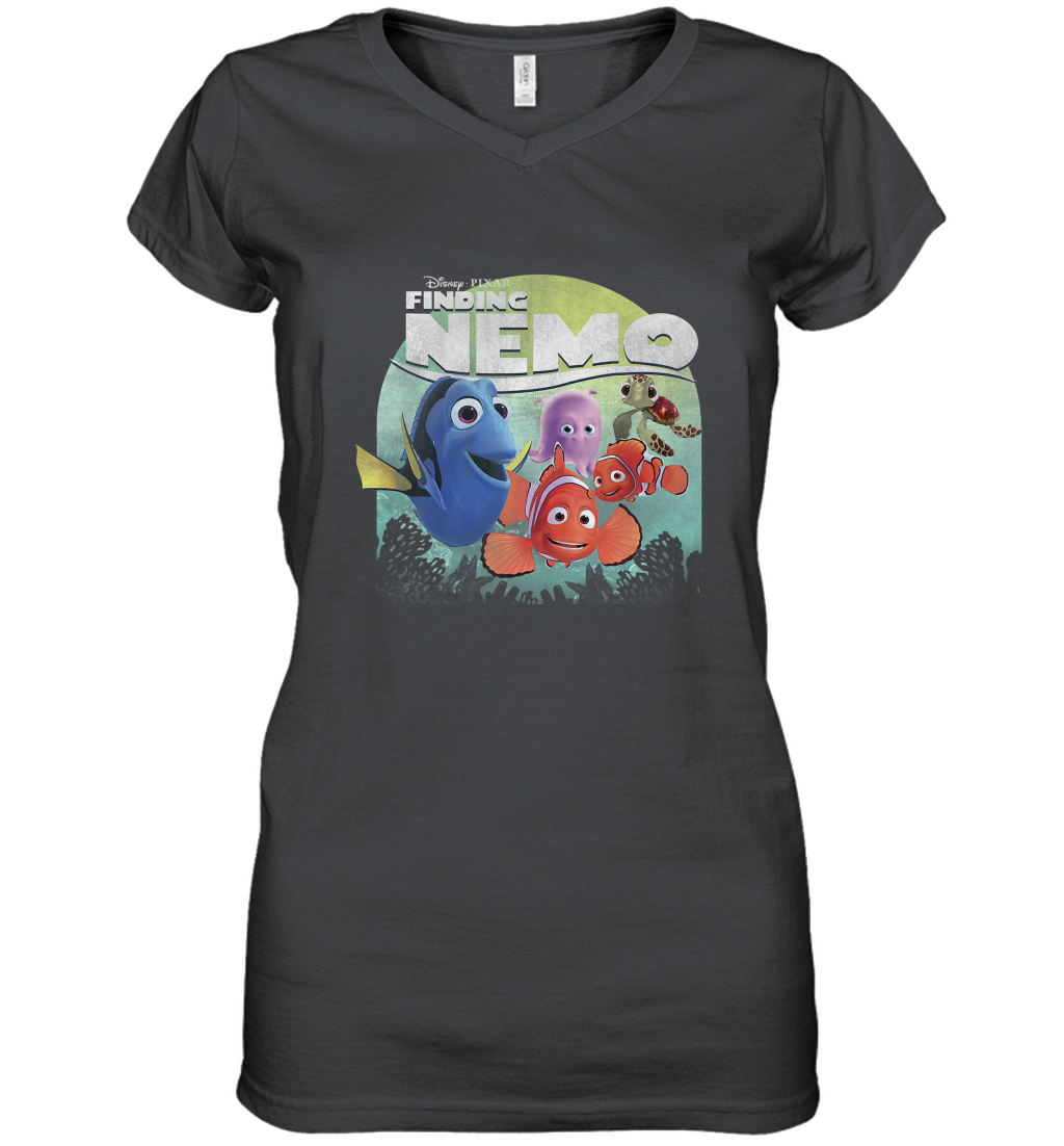 Disney Pixar Finding Nemo Group Shot Poster Women's V-Neck T-Shirt