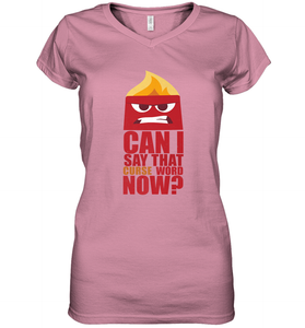 Disney Pixar Inside Out Anger Curse Quote Women's V-Neck T-Shirt