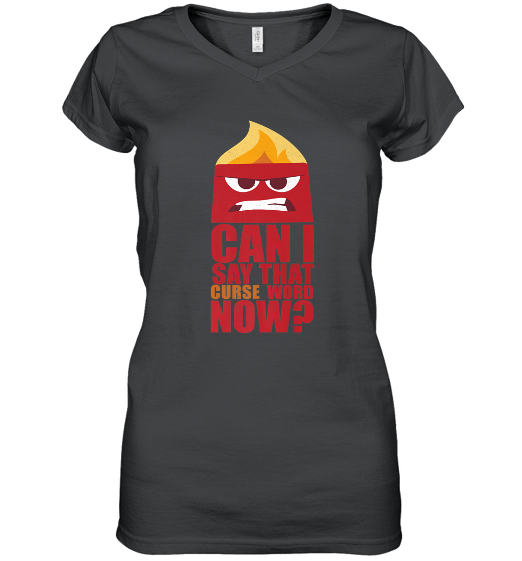 Disney Pixar Inside Out Anger Curse Quote Women's V-Neck T-Shirt