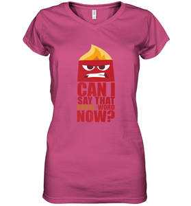 Disney Pixar Inside Out Anger Curse Quote Women's V-Neck T-Shirt