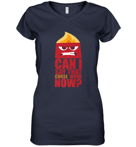 Disney Pixar Inside Out Anger Curse Quote Women's V-Neck T-Shirt