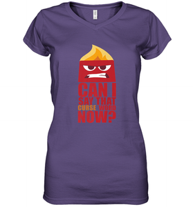 Disney Pixar Inside Out Anger Curse Quote Women's V-Neck T-Shirt