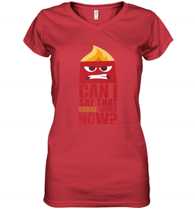 Disney Pixar Inside Out Anger Curse Quote Women's V-Neck T-Shirt