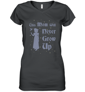 Disney Peter Pan This Mom Will Never Grow Up Women's V-Neck T-Shirt