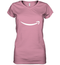 Load image into Gallery viewer, Smile Shirt  White Logo Women's V-Neck T-Shirt
