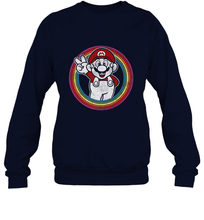 Load image into Gallery viewer, Super Mario Rainbow Circle Distressed Logo Crewneck Sweatshirt
