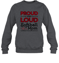 Load image into Gallery viewer, Proud And Loud Softball Mom Crewneck Sweatshirt
