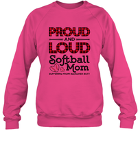 Load image into Gallery viewer, Proud And Loud Softball Mom Crewneck Sweatshirt
