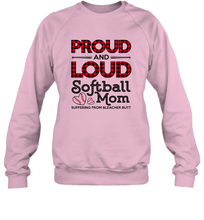 Load image into Gallery viewer, Proud And Loud Softball Mom Crewneck Sweatshirt
