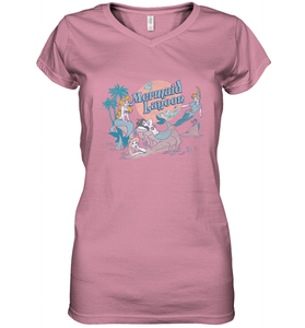 Disney Peter Pan Distressed Mermaid Lagoon Women's V-Neck T-Shirt