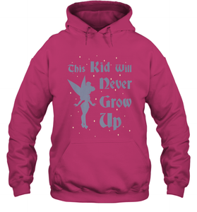 Disney Peter Pan Tinkerbell Never Grow Up Hooded Sweatshirt