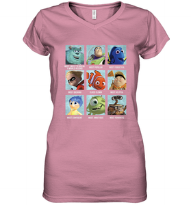 Disney Pixar Collection Character Yearbook Women's V-Neck T-Shirt