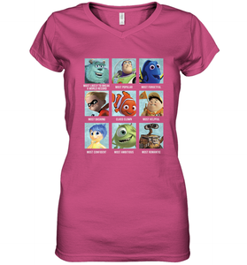 Disney Pixar Collection Character Yearbook Women's V-Neck T-Shirt