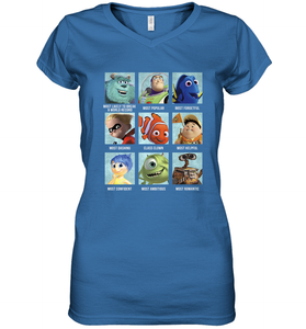 Disney Pixar Collection Character Yearbook Women's V-Neck T-Shirt