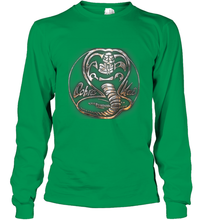 Load image into Gallery viewer, Cobra Kai Rusted Steel Snake Logo Long Sleeve T-Shirt
