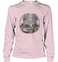 Load image into Gallery viewer, Cobra Kai Rusted Steel Snake Logo Long Sleeve T-Shirt
