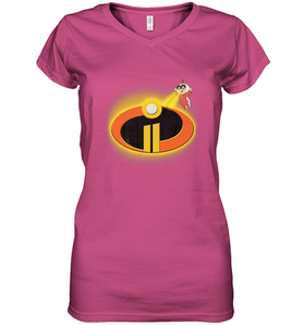 Disney Pixar Incredibles 2 Jack Jack Logo Women's V-Neck T-Shirt