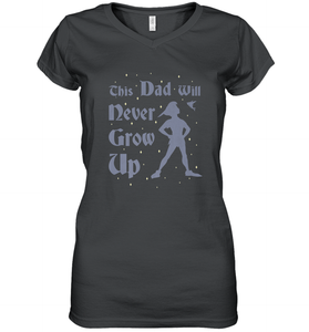 Disney Peter Pan This Dad Will Never Grow Up Women's V-Neck T-Shirt