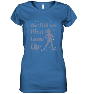 Disney Peter Pan This Dad Will Never Grow Up Women's V-Neck T-Shirt