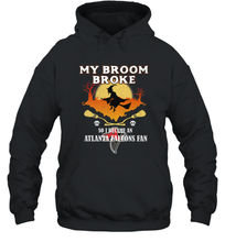 Load image into Gallery viewer, Broom Broke So I Became An Atlanta Falcons Fan  NFL Halloween Costume Hooded Sweatshirt

