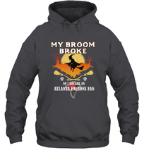 Load image into Gallery viewer, Broom Broke So I Became An Atlanta Falcons Fan  NFL Halloween Costume Hooded Sweatshirt
