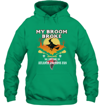 Load image into Gallery viewer, Broom Broke So I Became An Atlanta Falcons Fan  NFL Halloween Costume Hooded Sweatshirt
