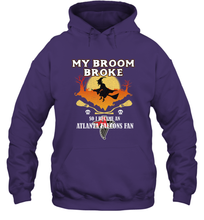 Load image into Gallery viewer, Broom Broke So I Became An Atlanta Falcons Fan  NFL Halloween Costume Hooded Sweatshirt
