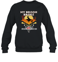 Load image into Gallery viewer, Broom Broke So I Became An Atlanta Falcons Fan  NFL Halloween Costume Crewneck Sweatshirt
