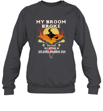 Load image into Gallery viewer, Broom Broke So I Became An Atlanta Falcons Fan  NFL Halloween Costume Crewneck Sweatshirt
