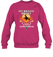 Load image into Gallery viewer, Broom Broke So I Became An Atlanta Falcons Fan  NFL Halloween Costume Crewneck Sweatshirt
