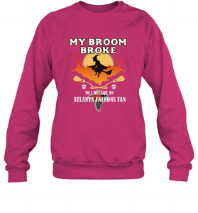 Broom Broke So I Became An Atlanta Falcons Fan  NFL Halloween Costume Crewneck Sweatshirt