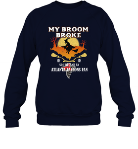 Broom Broke So I Became An Atlanta Falcons Fan  NFL Halloween Costume Crewneck Sweatshirt