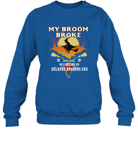 Broom Broke So I Became An Atlanta Falcons Fan  NFL Halloween Costume Crewneck Sweatshirt