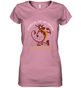 Disney Mulan Mushu Dragon Not Lizard Portrait Women's V-Neck T-Shirt