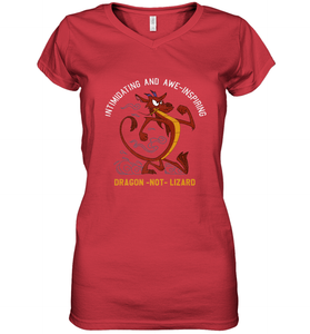 Disney Mulan Mushu Dragon Not Lizard Portrait Women's V-Neck T-Shirt