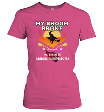 Load image into Gallery viewer, Broom Broke So I Became an Arizona Cardinals Fan  NFL Halloween Costume Women&#39;s T-Shirt
