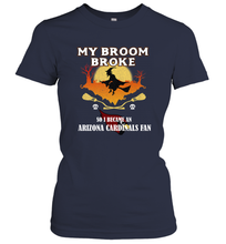 Load image into Gallery viewer, Broom Broke So I Became an Arizona Cardinals Fan  NFL Halloween Costume Women&#39;s T-Shirt
