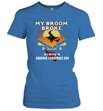 Load image into Gallery viewer, Broom Broke So I Became an Arizona Cardinals Fan  NFL Halloween Costume Women&#39;s T-Shirt
