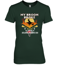 Load image into Gallery viewer, Broom Broke So I Became An Atlanta Falcons Fan  NFL Halloween Costume Women&#39;s Premium T-Shirt
