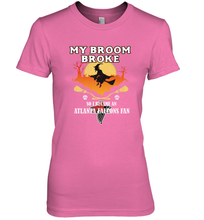 Load image into Gallery viewer, Broom Broke So I Became An Atlanta Falcons Fan  NFL Halloween Costume Women&#39;s Premium T-Shirt
