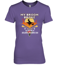 Load image into Gallery viewer, Broom Broke So I Became An Atlanta Falcons Fan  NFL Halloween Costume Women&#39;s Premium T-Shirt
