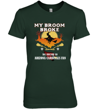 Load image into Gallery viewer, Broom Broke So I Became an Arizona Cardinals Fan  NFL Halloween Costume Women&#39;s Premium T-Shirt
