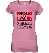 Load image into Gallery viewer, Proud And Loud Softball Mom Women&#39;s V-Neck T-Shirt
