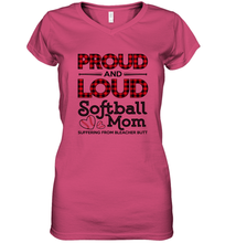 Load image into Gallery viewer, Proud And Loud Softball Mom Women&#39;s V-Neck T-Shirt
